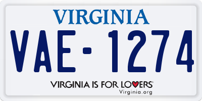 VA license plate VAE1274