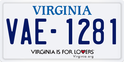 VA license plate VAE1281