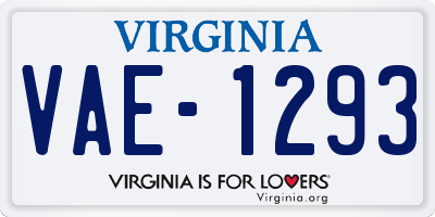 VA license plate VAE1293