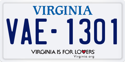 VA license plate VAE1301