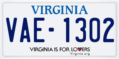 VA license plate VAE1302