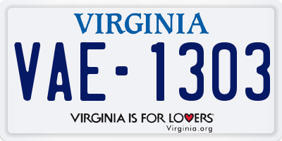 VA license plate VAE1303