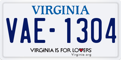 VA license plate VAE1304