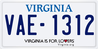 VA license plate VAE1312