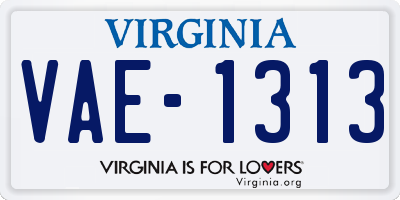 VA license plate VAE1313
