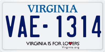 VA license plate VAE1314