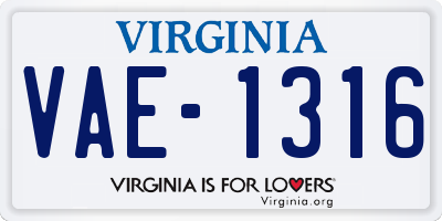 VA license plate VAE1316