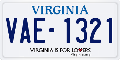 VA license plate VAE1321