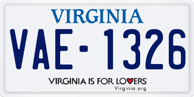 VA license plate VAE1326
