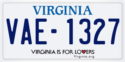 VA license plate VAE1327