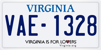 VA license plate VAE1328