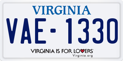VA license plate VAE1330