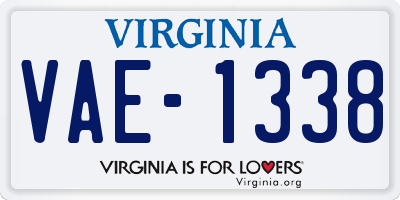 VA license plate VAE1338