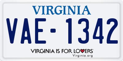 VA license plate VAE1342