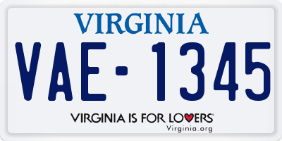 VA license plate VAE1345