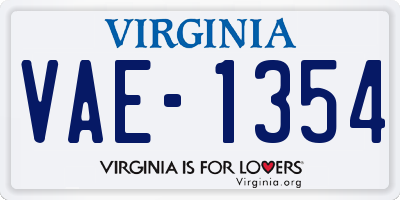 VA license plate VAE1354