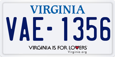 VA license plate VAE1356