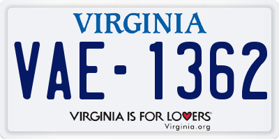 VA license plate VAE1362