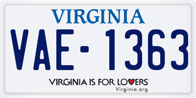 VA license plate VAE1363