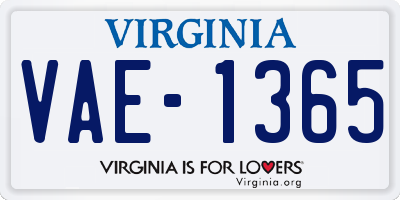 VA license plate VAE1365