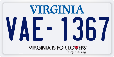 VA license plate VAE1367