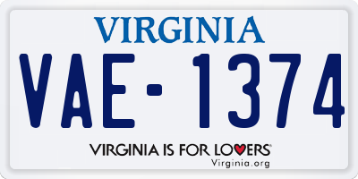 VA license plate VAE1374