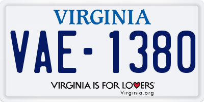 VA license plate VAE1380