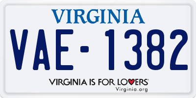 VA license plate VAE1382