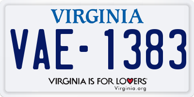 VA license plate VAE1383