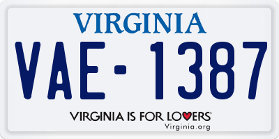 VA license plate VAE1387