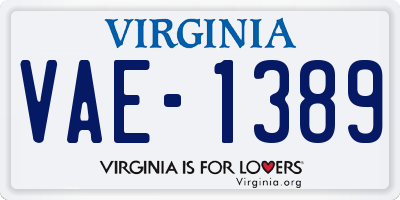 VA license plate VAE1389