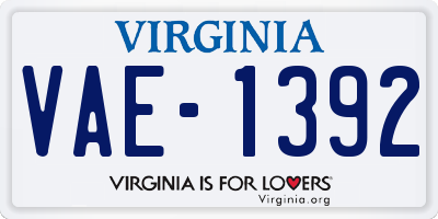 VA license plate VAE1392