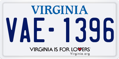 VA license plate VAE1396