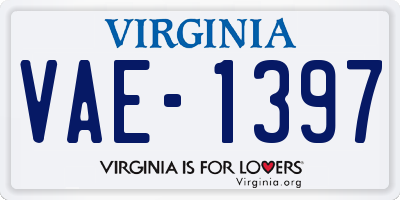 VA license plate VAE1397