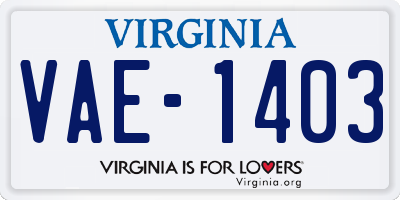 VA license plate VAE1403