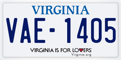 VA license plate VAE1405