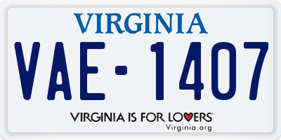 VA license plate VAE1407