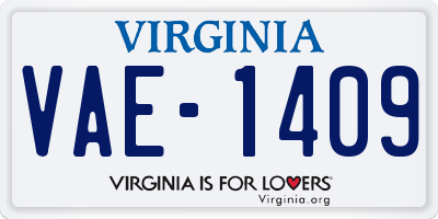 VA license plate VAE1409