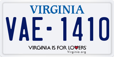 VA license plate VAE1410