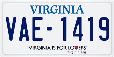 VA license plate VAE1419
