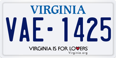 VA license plate VAE1425