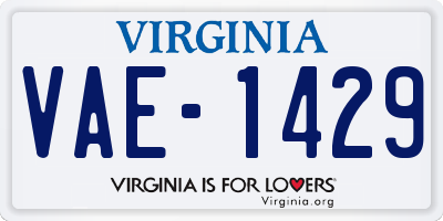 VA license plate VAE1429