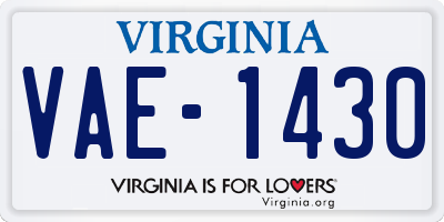 VA license plate VAE1430