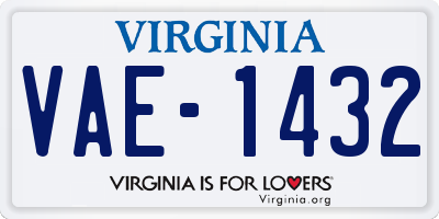 VA license plate VAE1432