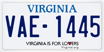 VA license plate VAE1445