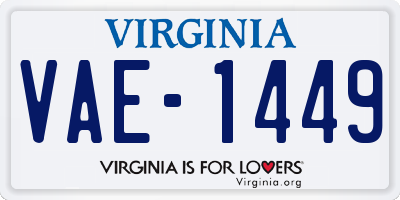 VA license plate VAE1449