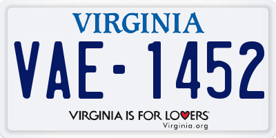 VA license plate VAE1452