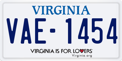 VA license plate VAE1454