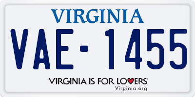 VA license plate VAE1455