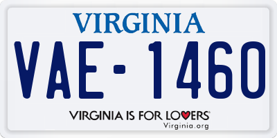 VA license plate VAE1460